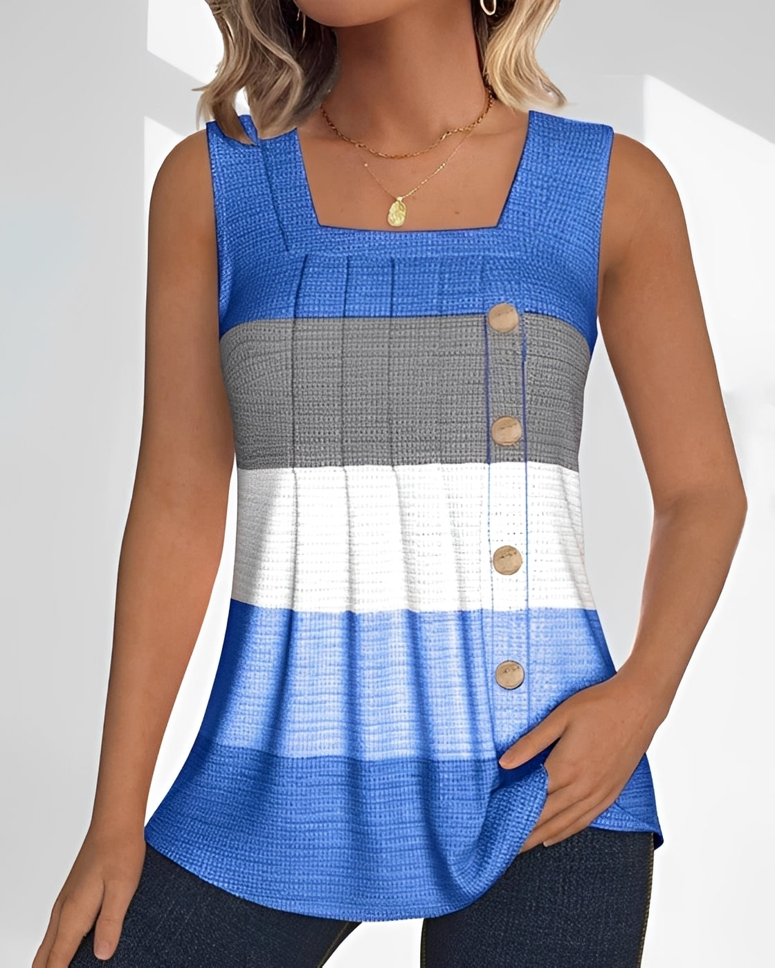 Grace - Lockeres Gestreiftes Falten-Tanktop
