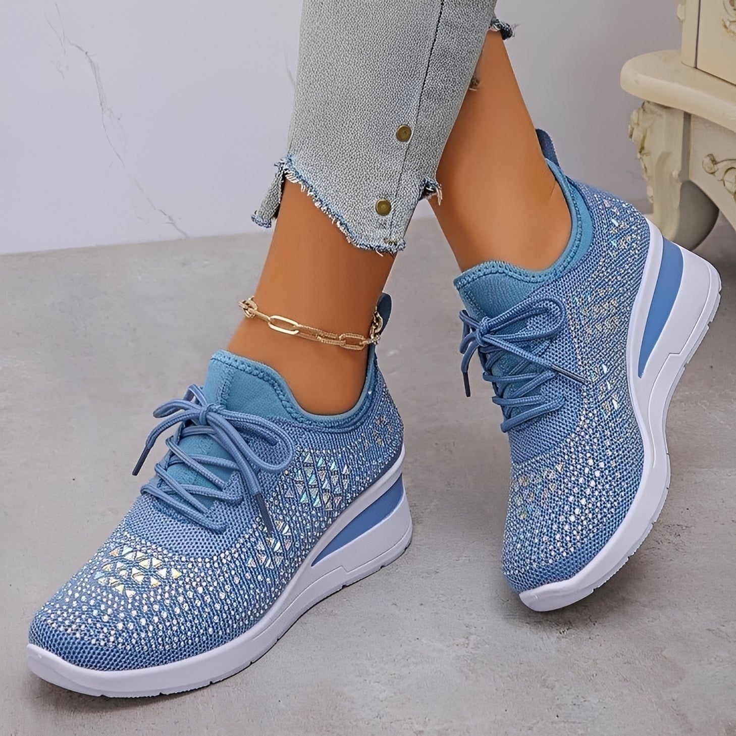 Elodie - Stilvolle Bequeme Sneakers mit Strassdetails