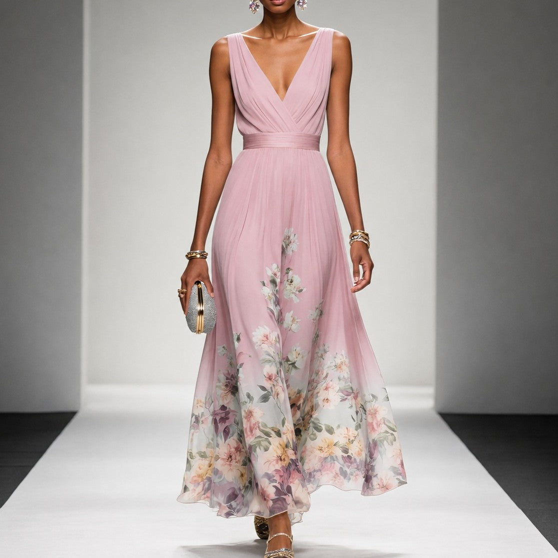 Tanisha - Florales Chiffon-Maxikleid
