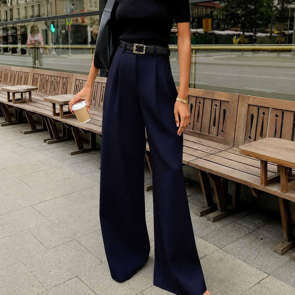 Marlene - Hose mit weitem Bein ohne Gürtel