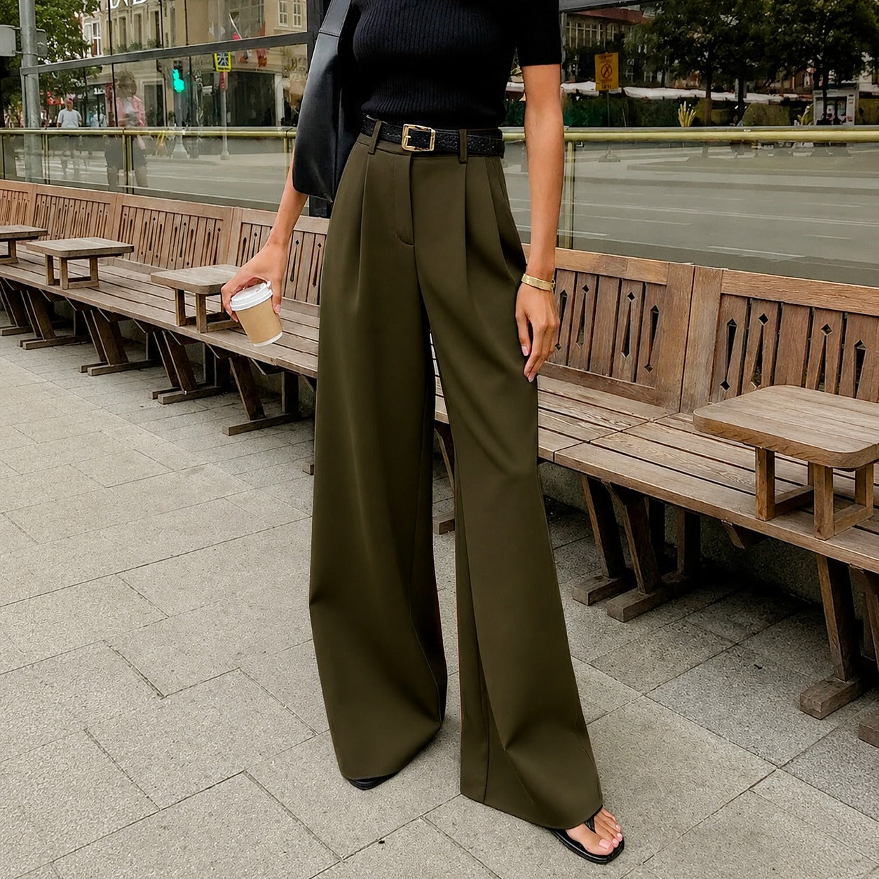 Marlene - Hose mit weitem Bein ohne Gürtel
