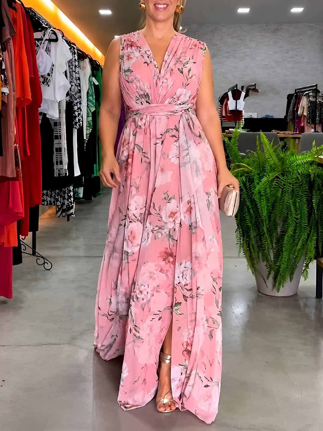 Hana - Lässiges Florales Ärmelloses Kleid