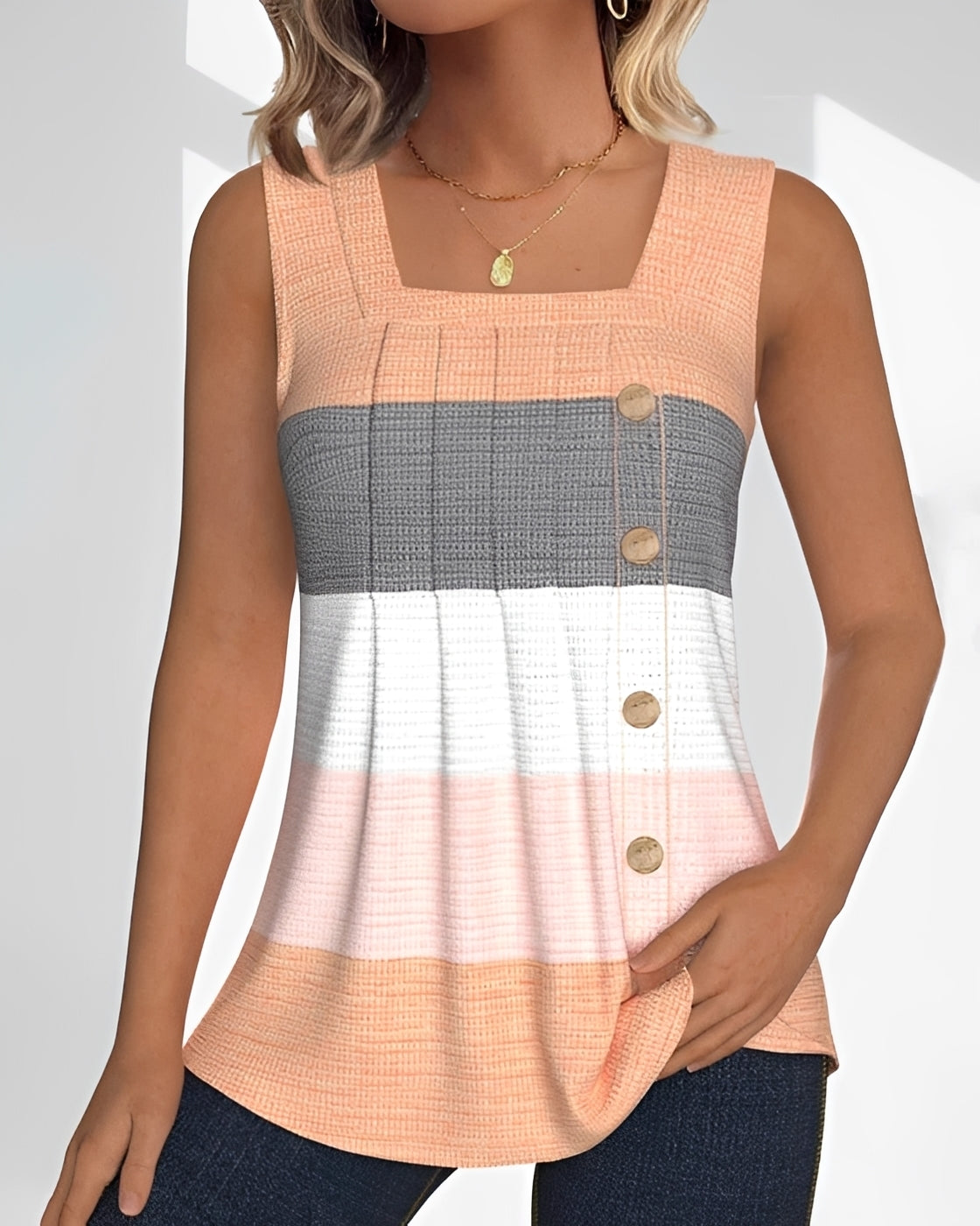 Grace - Lockeres Gestreiftes Falten-Tanktop