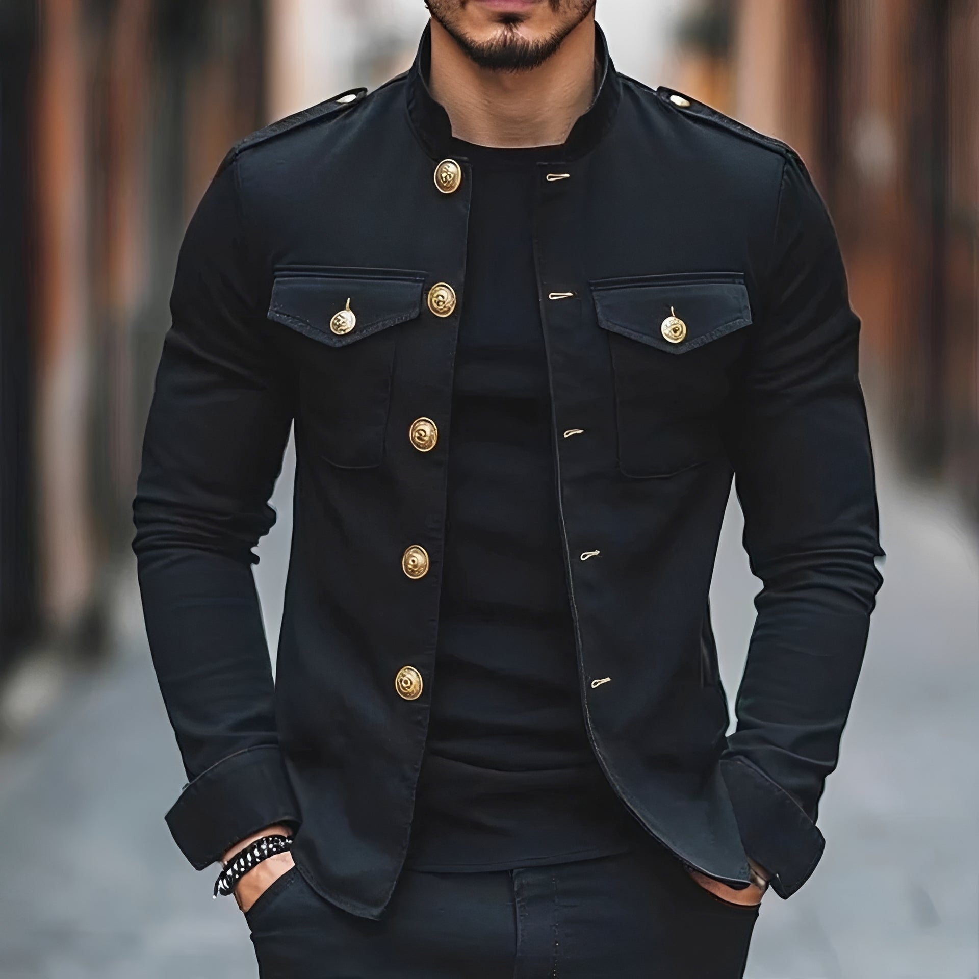 Leighton - Lässige Klassische Knopfjacke
