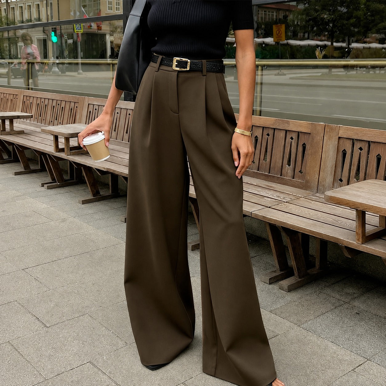 Marlene - Hose mit weitem Bein ohne Gürtel