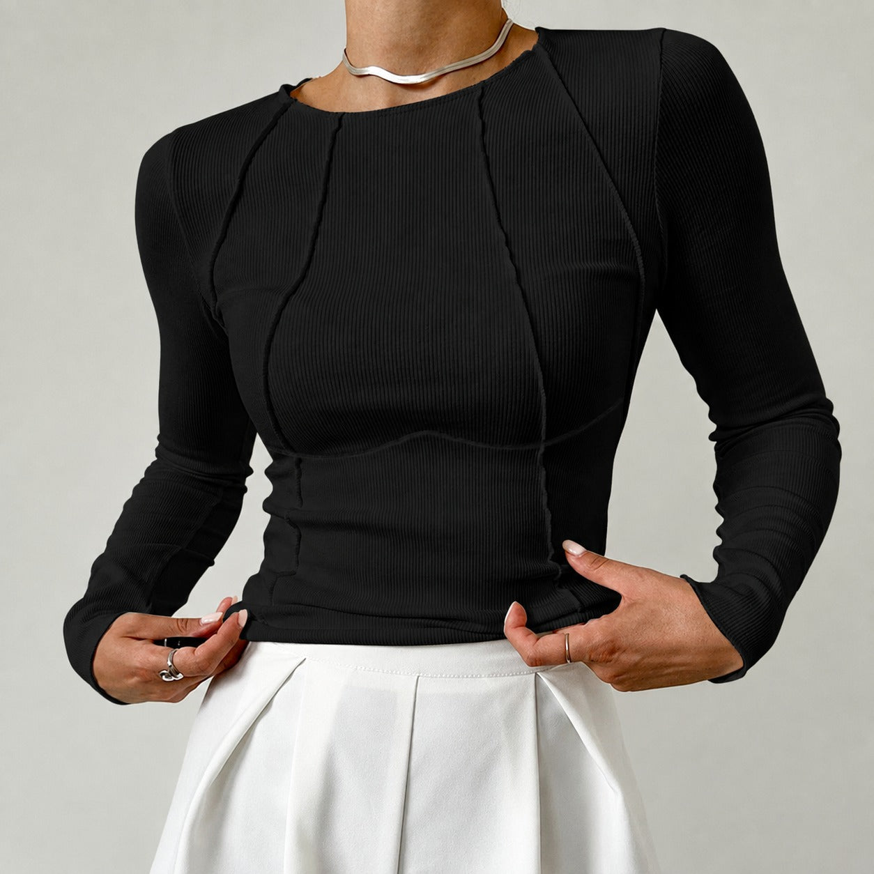 Leonie - Elegantes Hemd mit langen Ärmeln und Ziernähten