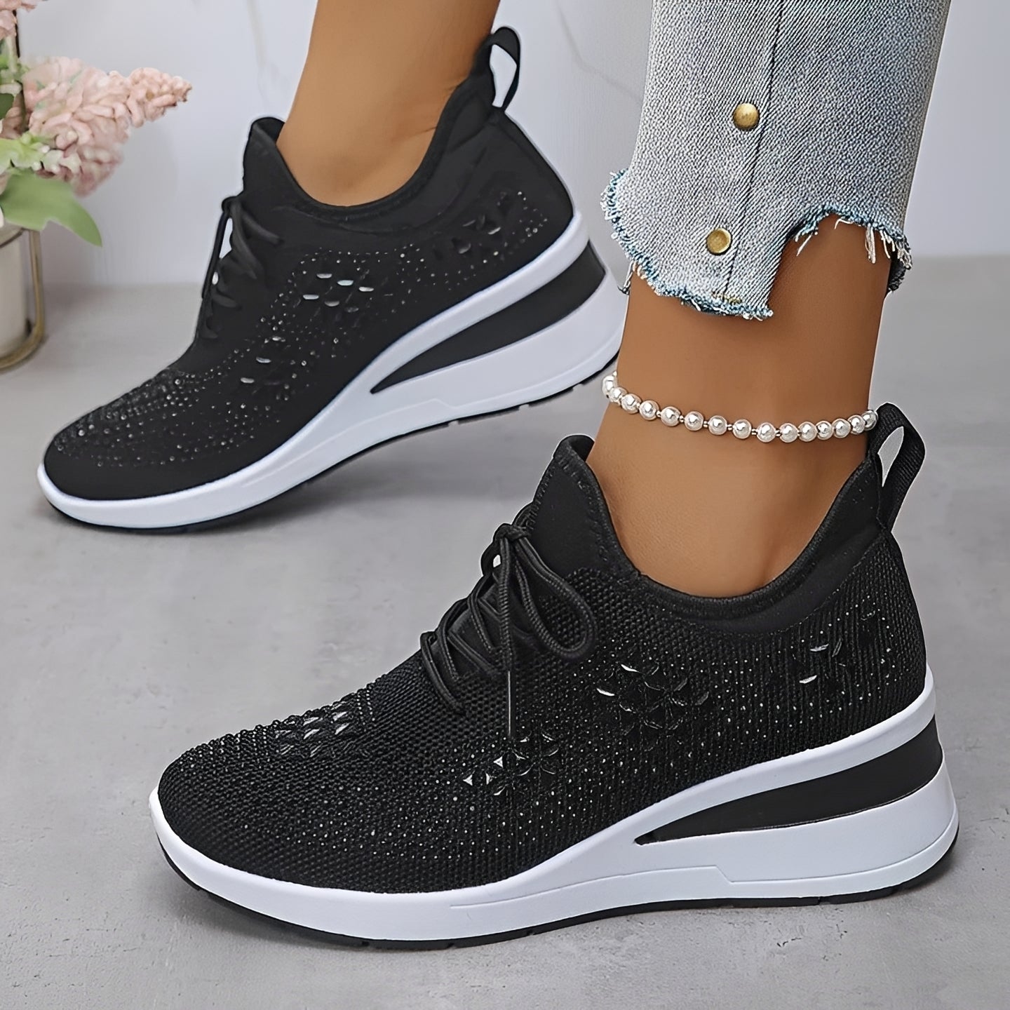 Elodie - Stilvolle Bequeme Sneakers mit Strassdetails