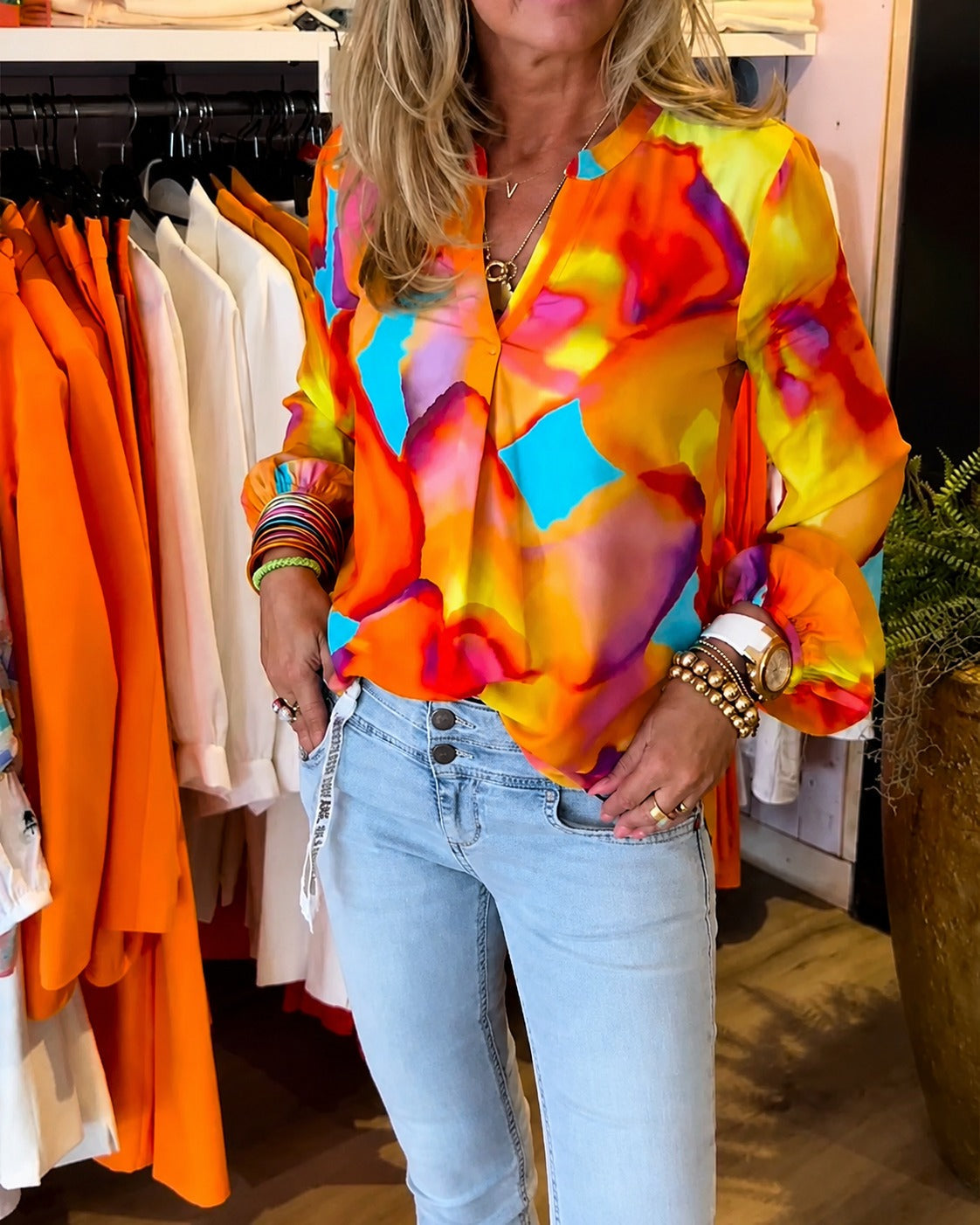 Daisie - Bunte Langärmelige Bluse