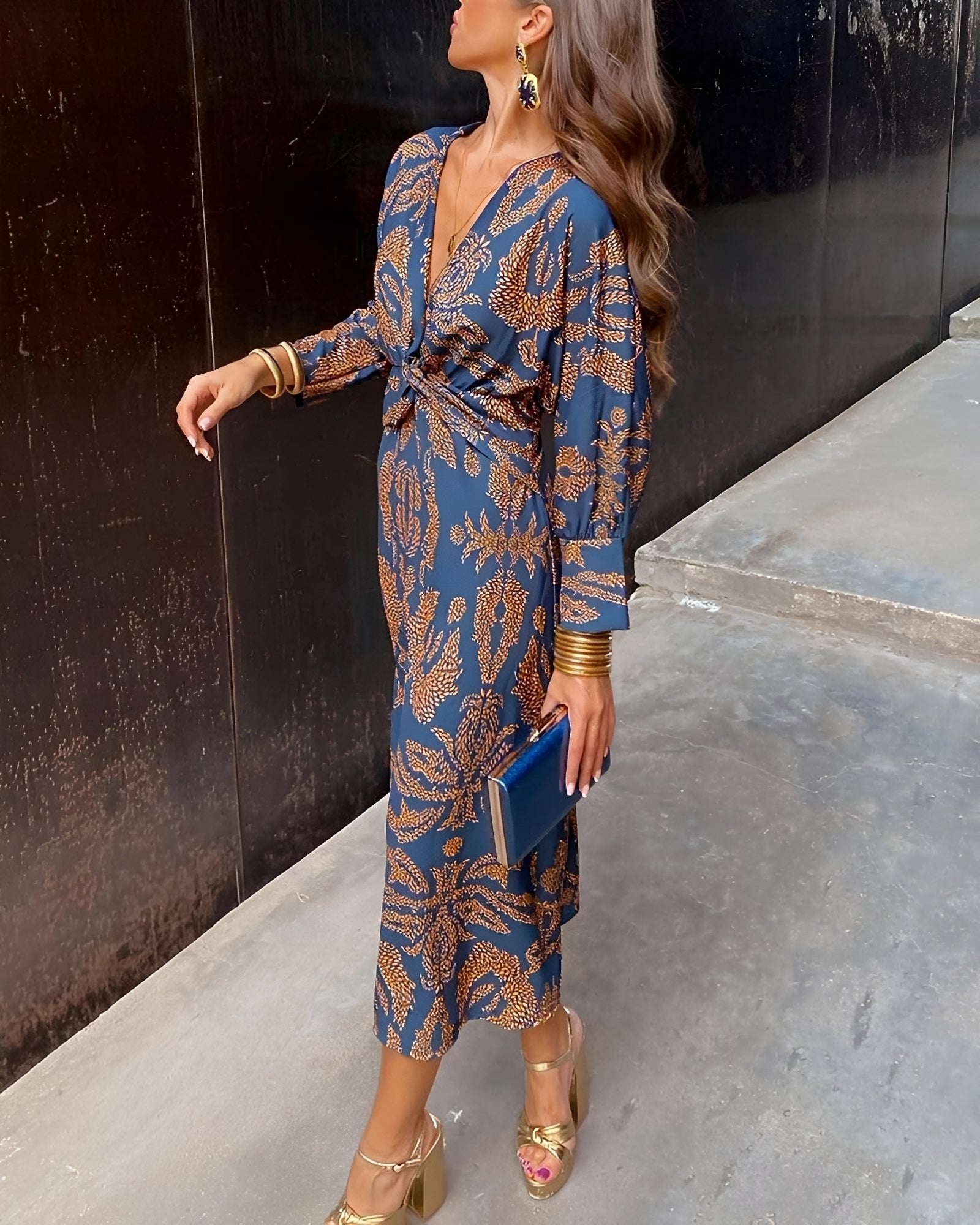 Yahya - Bedrucktes Langes Midikleid