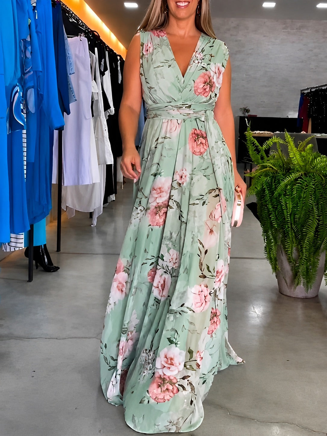 Hana - Lässiges Florales Ärmelloses Kleid