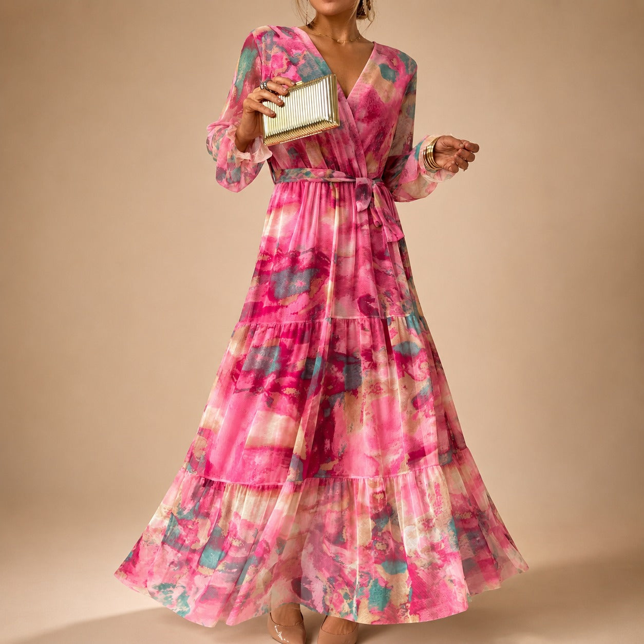 Carroll - Blumiges Langärmeliges Kleid