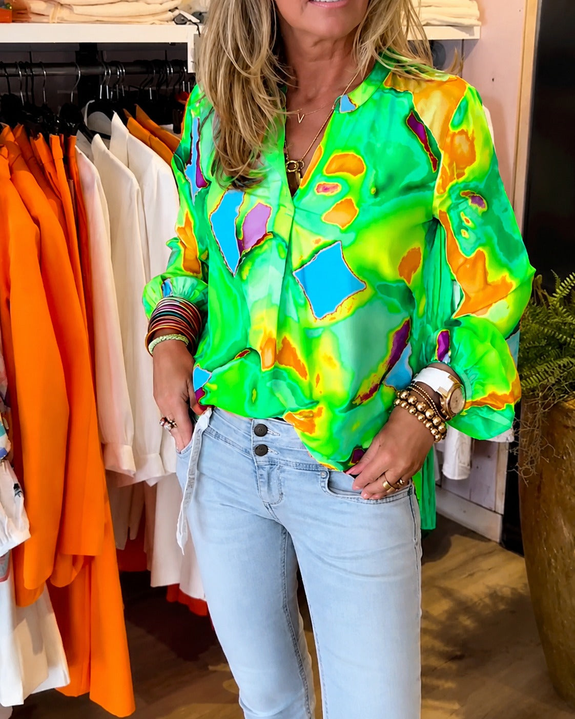 Daisie - Bunte Langärmelige Bluse