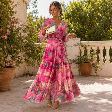 Carroll - Blumiges Langärmeliges Kleid