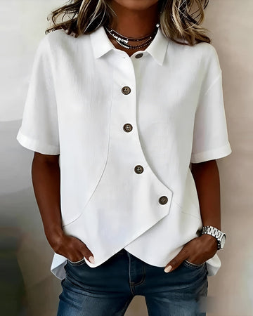 Mia - Asymmetrische Bluse mit Knopfleiste