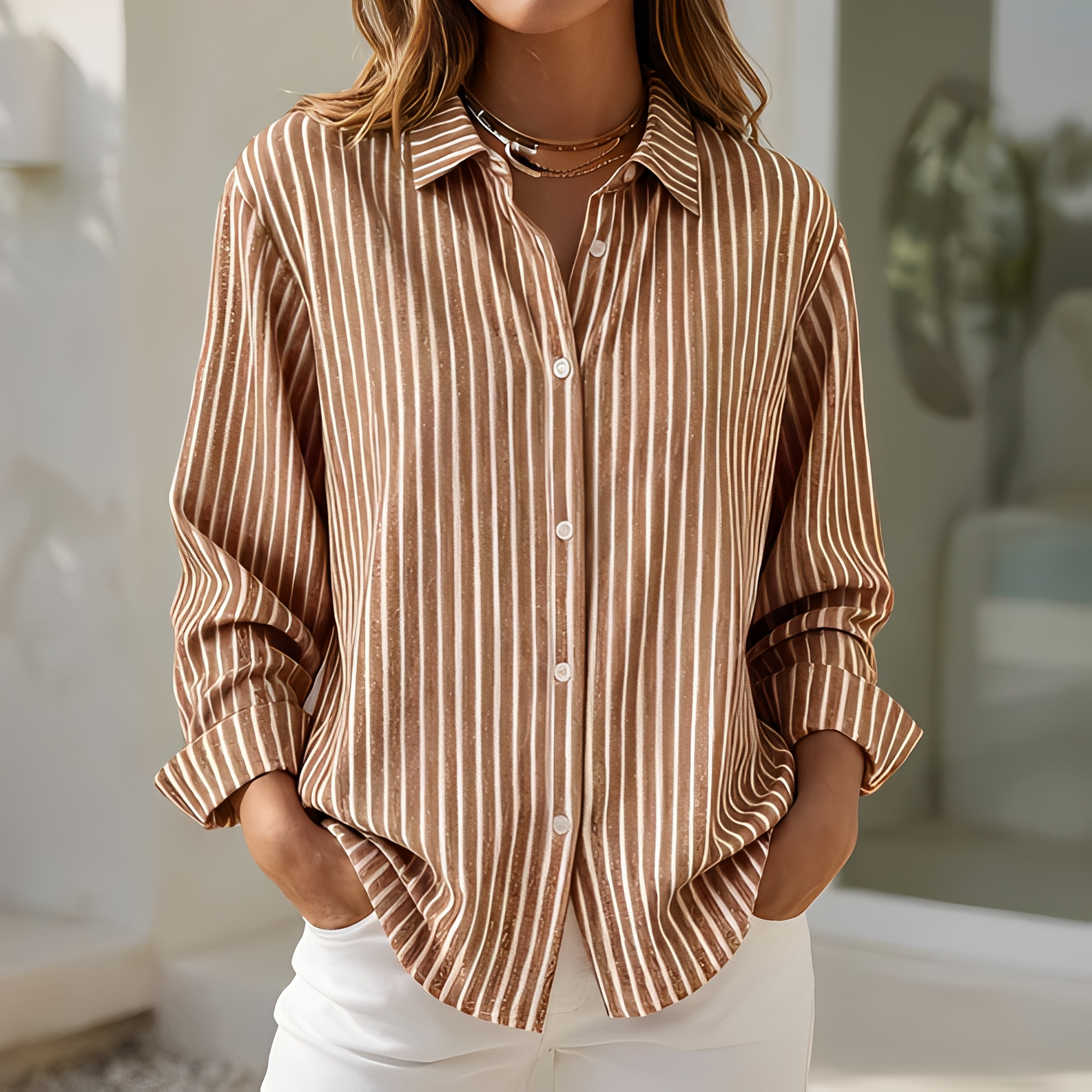 Lenna - Sommerbluse mit Streifen, lockere Passform für Damen