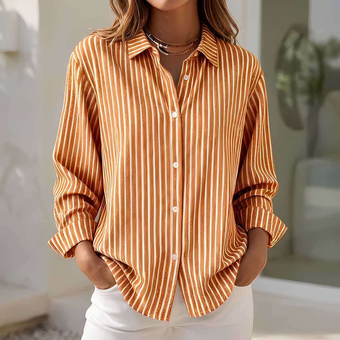 Lenna - Sommerbluse mit Streifen, lockere Passform für Damen