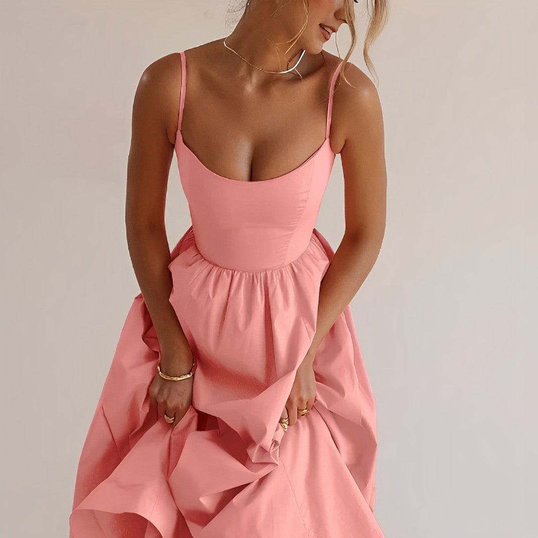 Fabiana - Kleid mit dünnen Trägern und gerafftem Schnitt