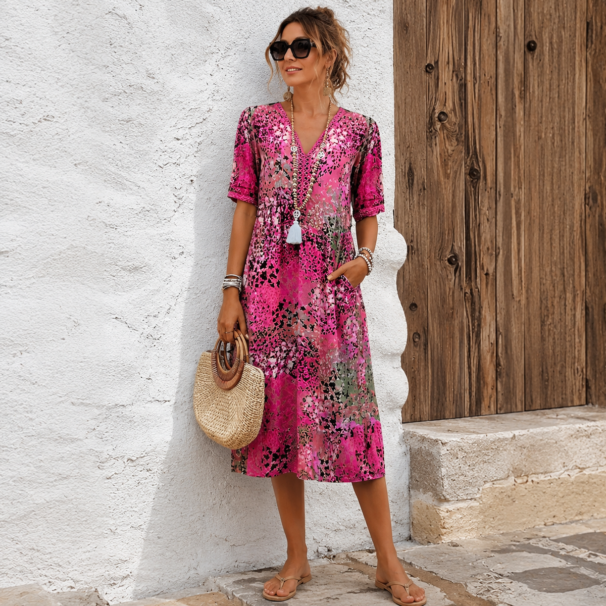 Harper – Elegantes Midikleid mit Blumenmuster