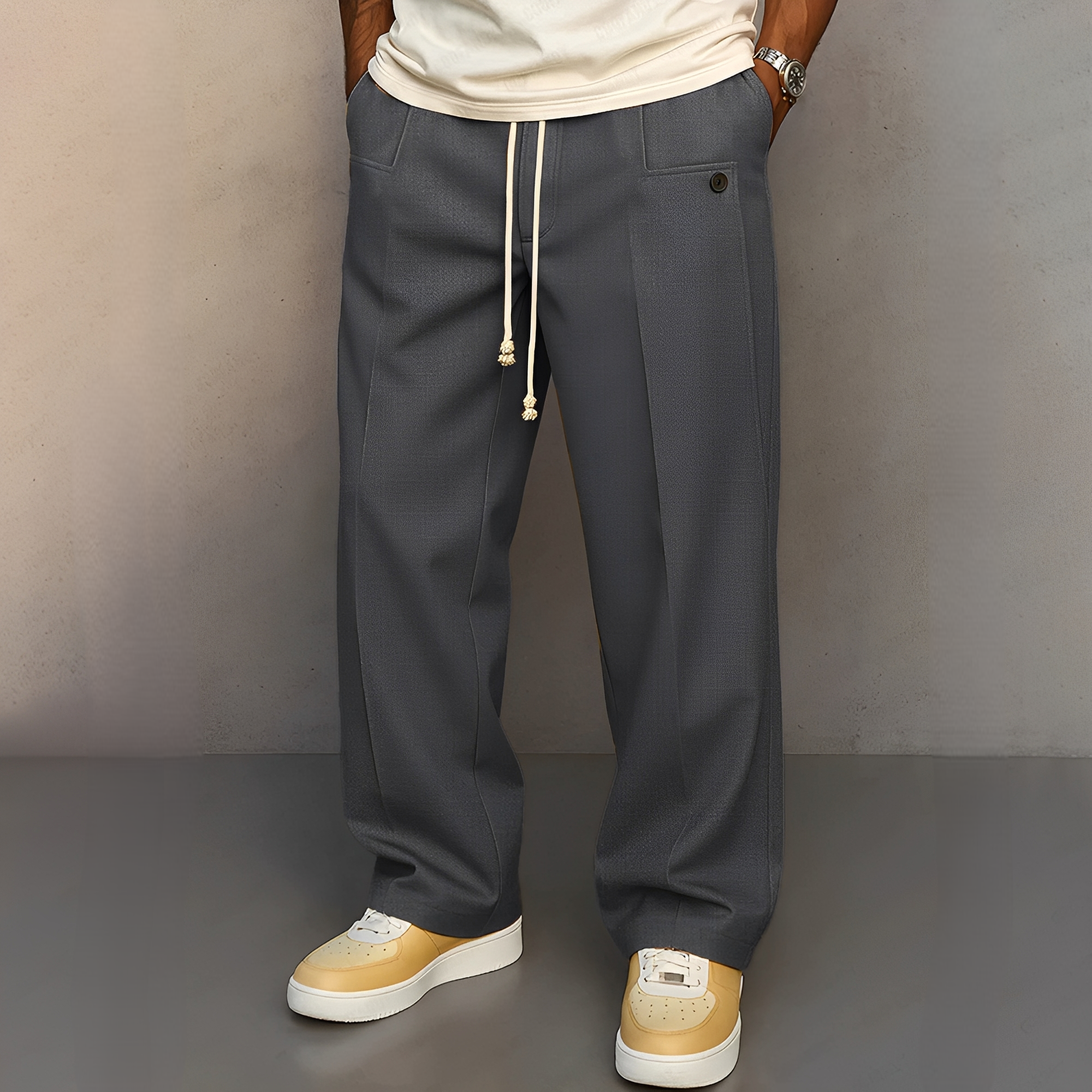 Conor - Lässige, gerade geschnittene Hose mit Kordelzug für Herren