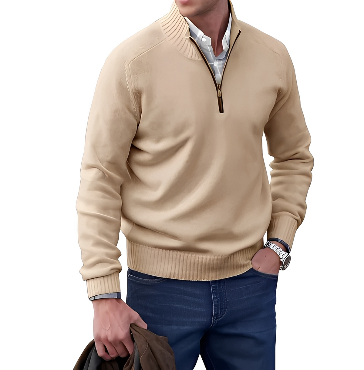 Gabriel - Kuscheliger und angenehmer Pullover mit Reißverschluss am Kragen