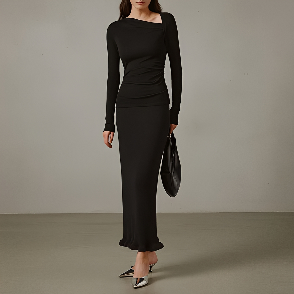 Selina - Asymmetrisches geripptes Top
