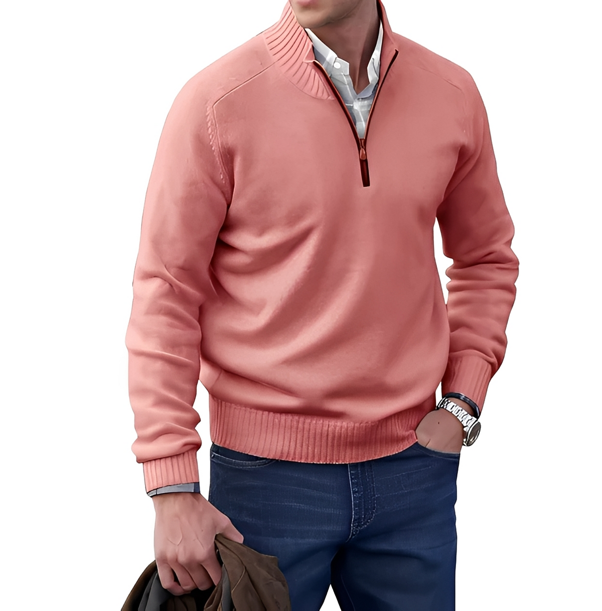 Gabriel - Kuscheliger und angenehmer Pullover mit Reißverschluss am Kragen
