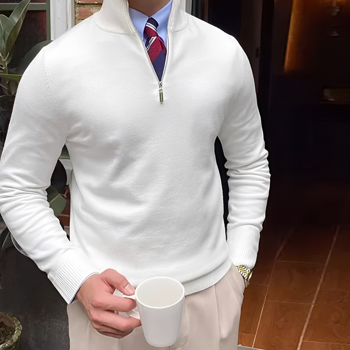 Sean - Gemütlicher Pulli mit halbem Reißverschluss
