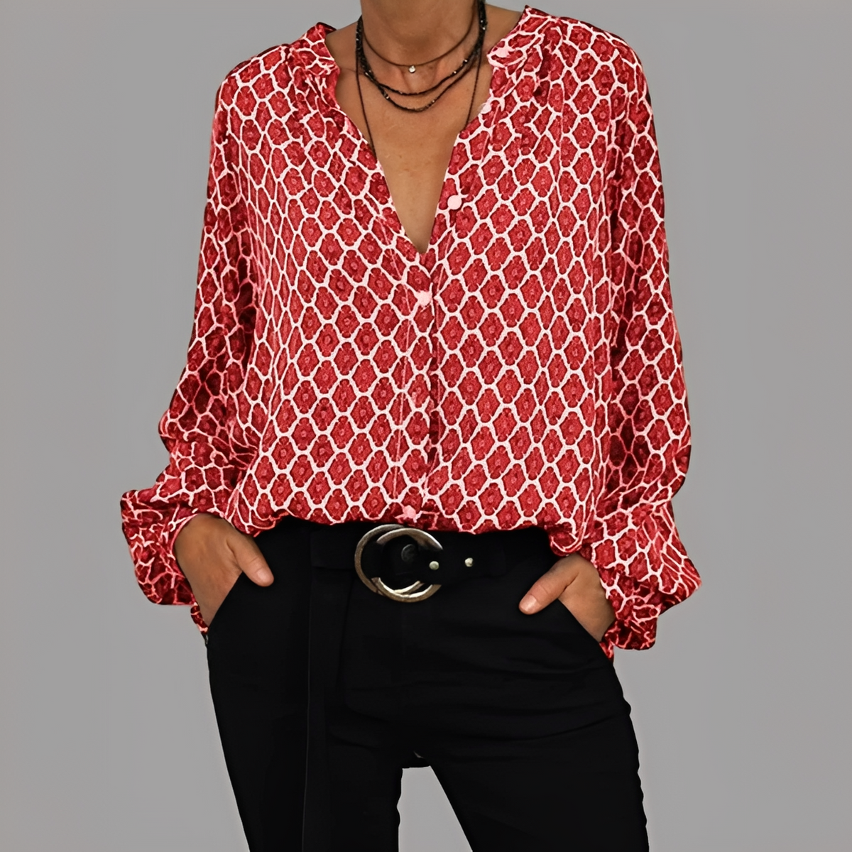 Lena - Modische Bluse mit V-Ausschnitt