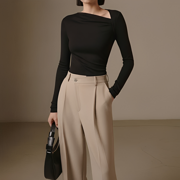 Selina - Asymmetrisches geripptes Top