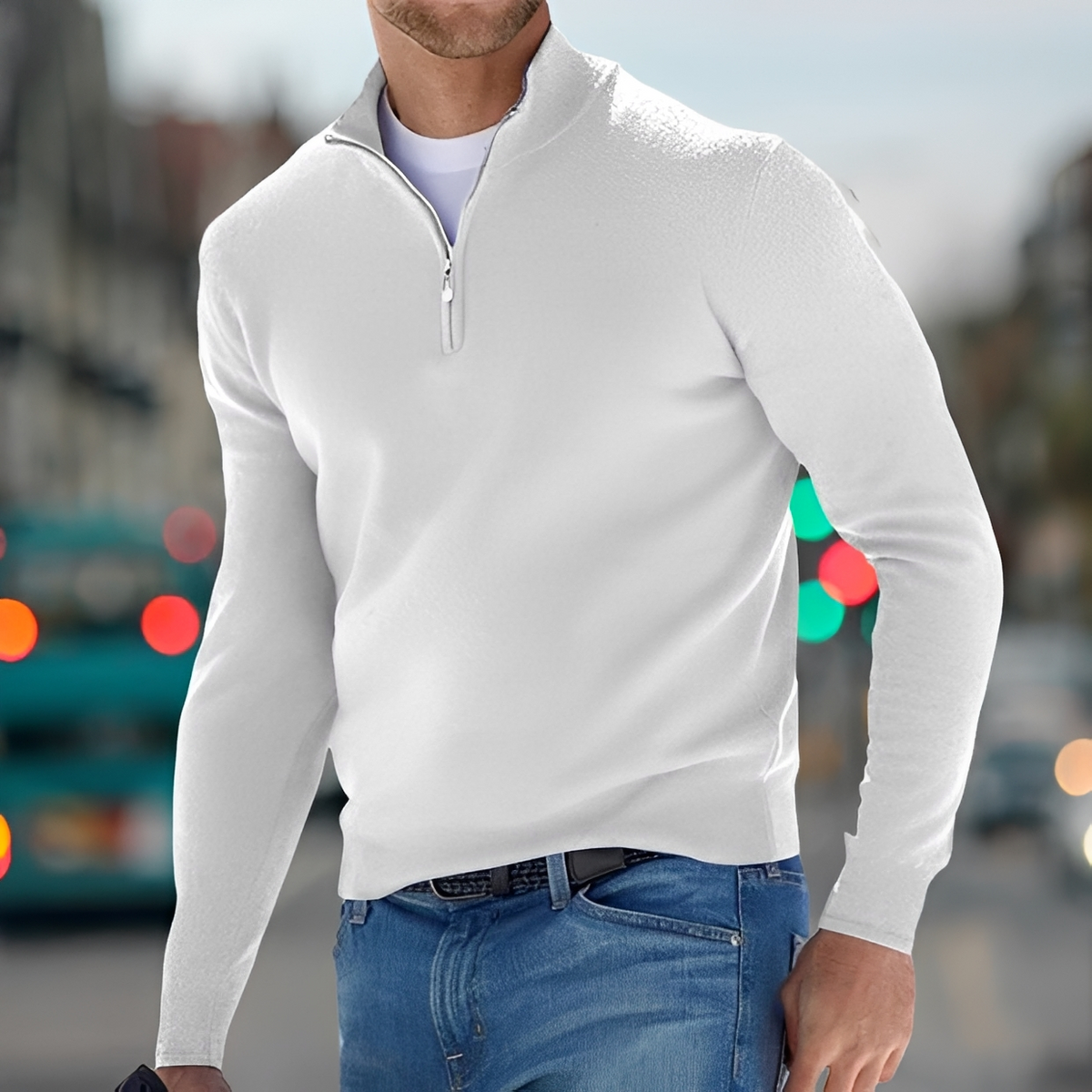 Carlo - Gemütlicher Pullover mit halbem Reißverschluss