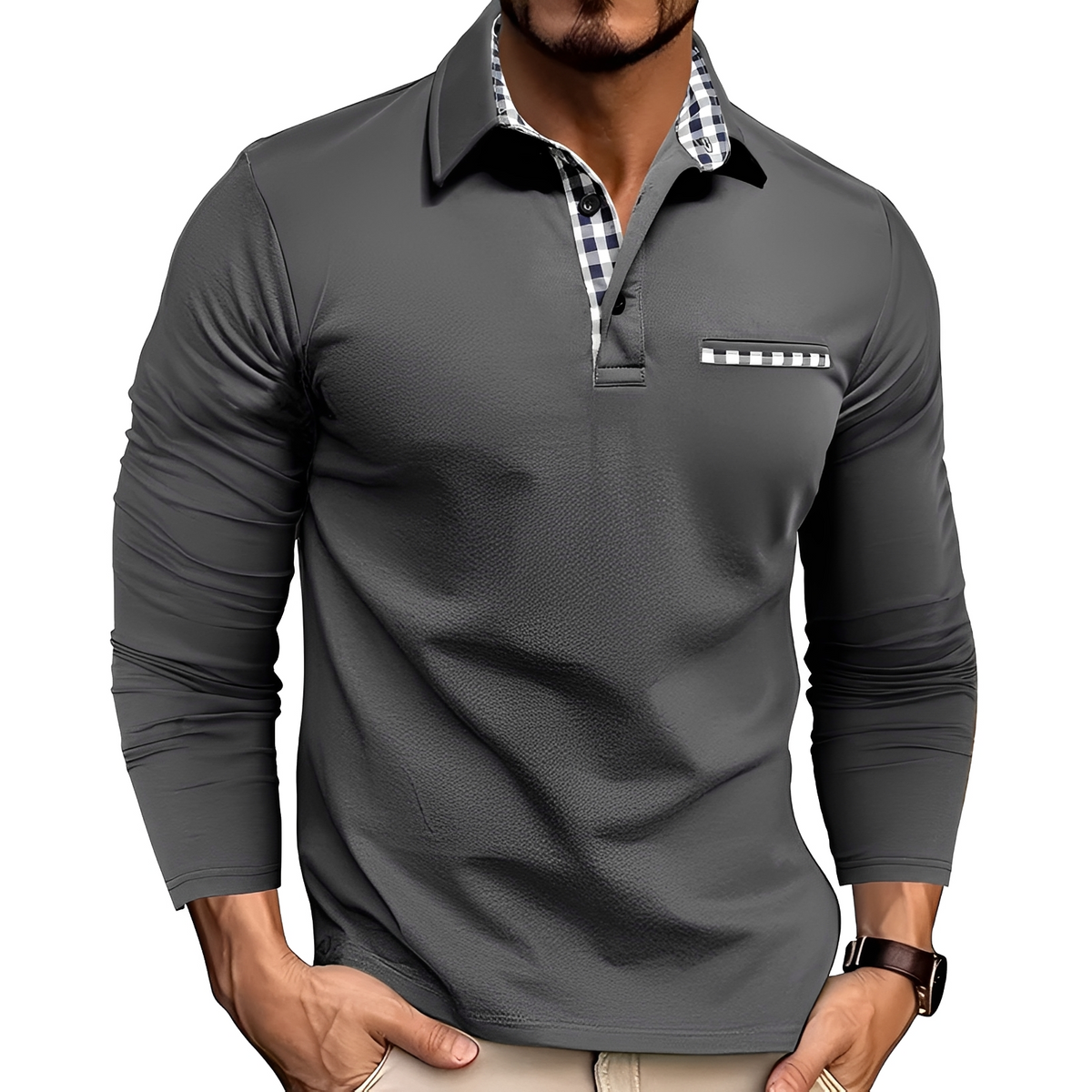 Charel - Strapazierfähiges Langarm-Poloshirt