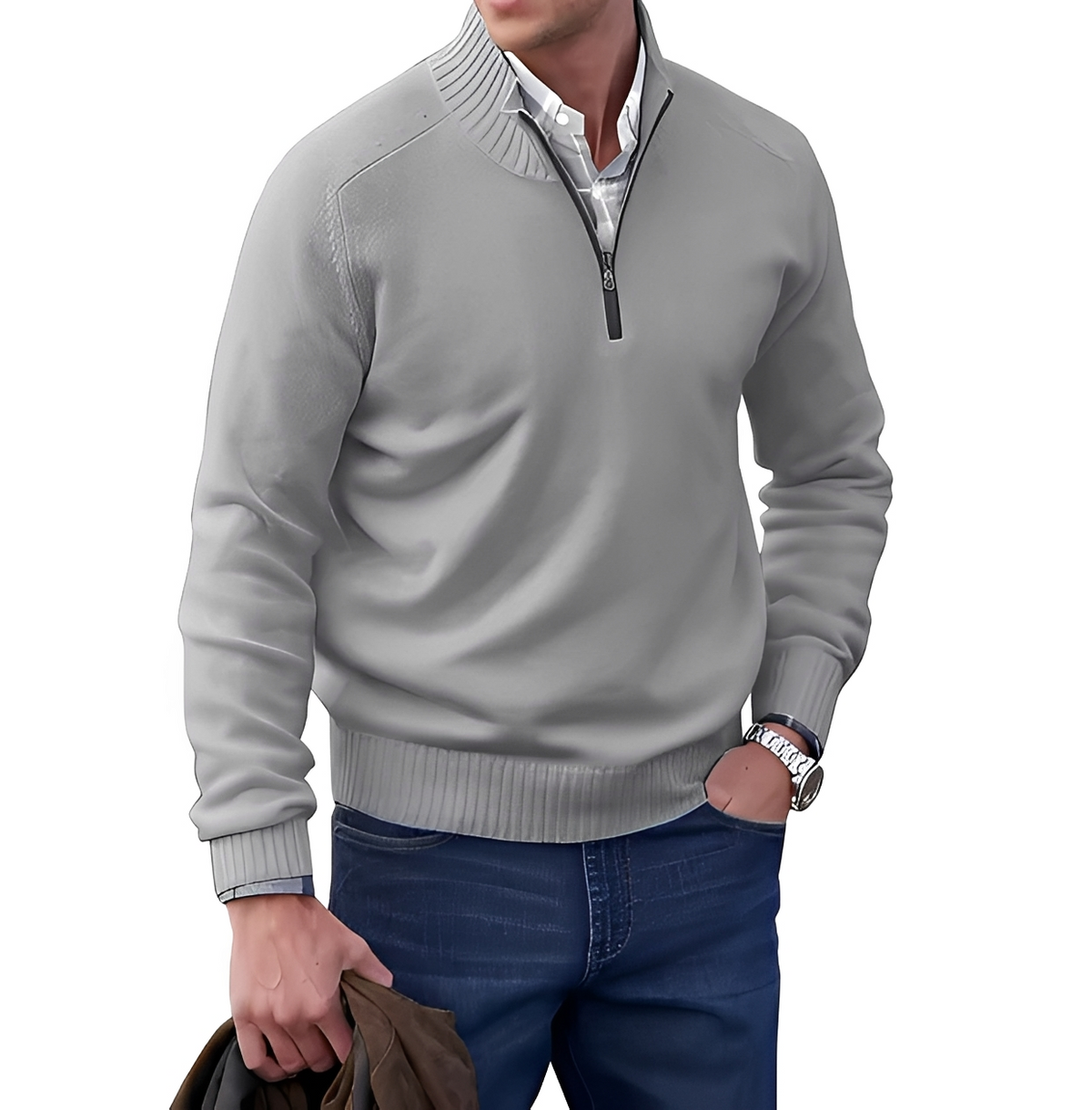 Gabriel - Kuscheliger und angenehmer Pullover mit Reißverschluss am Kragen
