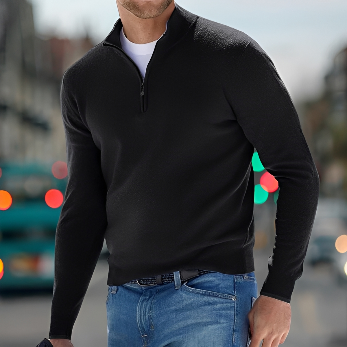 Carlo - Gemütlicher Pullover mit halbem Reißverschluss