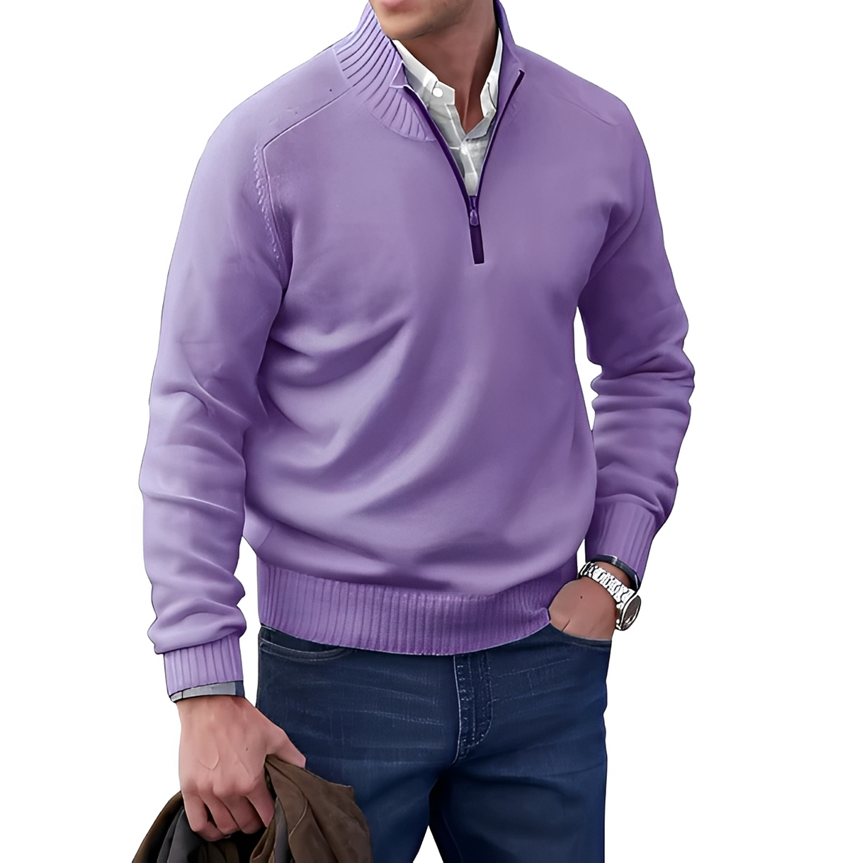 Gabriel - Kuscheliger und angenehmer Pullover mit Reißverschluss am Kragen