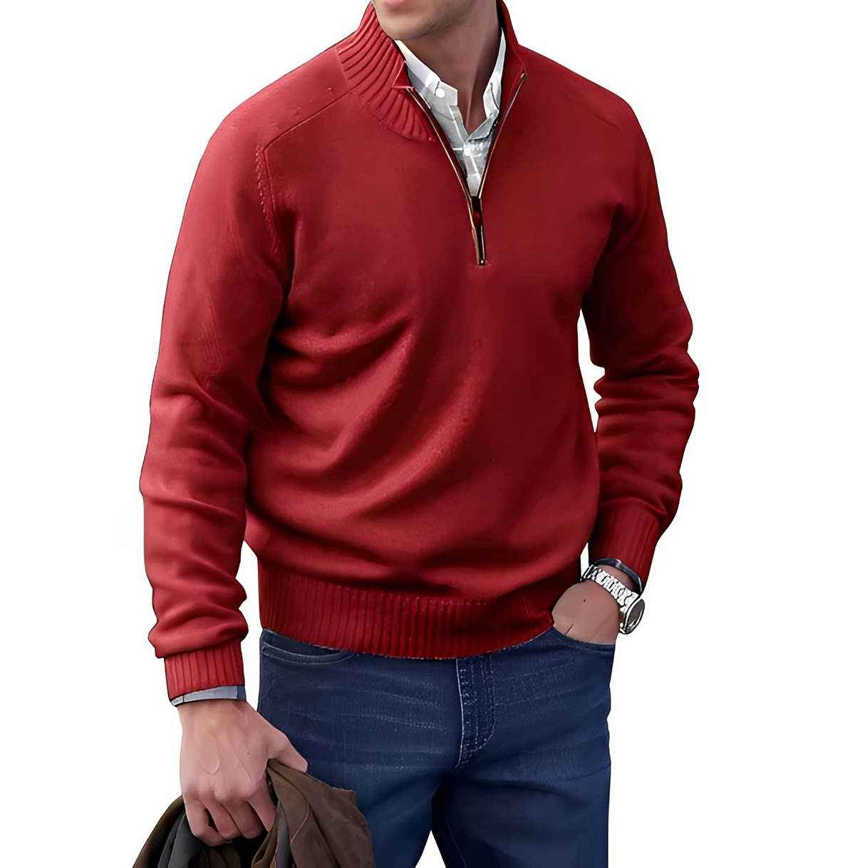 Gabriel - Kuscheliger und angenehmer Pullover mit Reißverschluss am Kragen