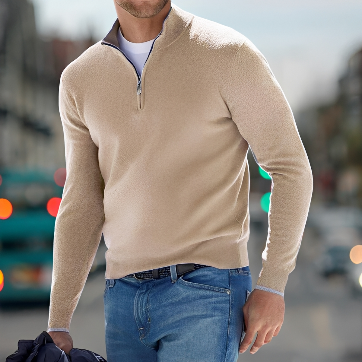 Carlo - Gemütlicher Pullover mit halbem Reißverschluss