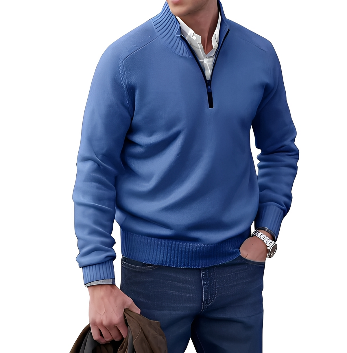 Gabriel - Kuscheliger und angenehmer Pullover mit Reißverschluss am Kragen