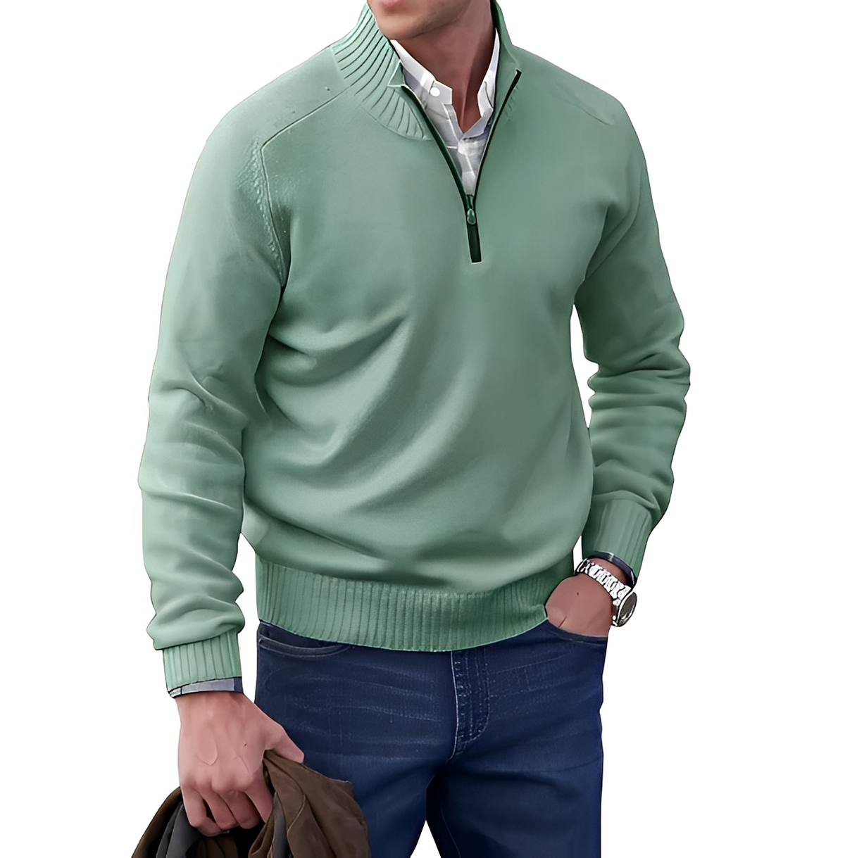 Gabriel - Kuscheliger und angenehmer Pullover mit Reißverschluss am Kragen