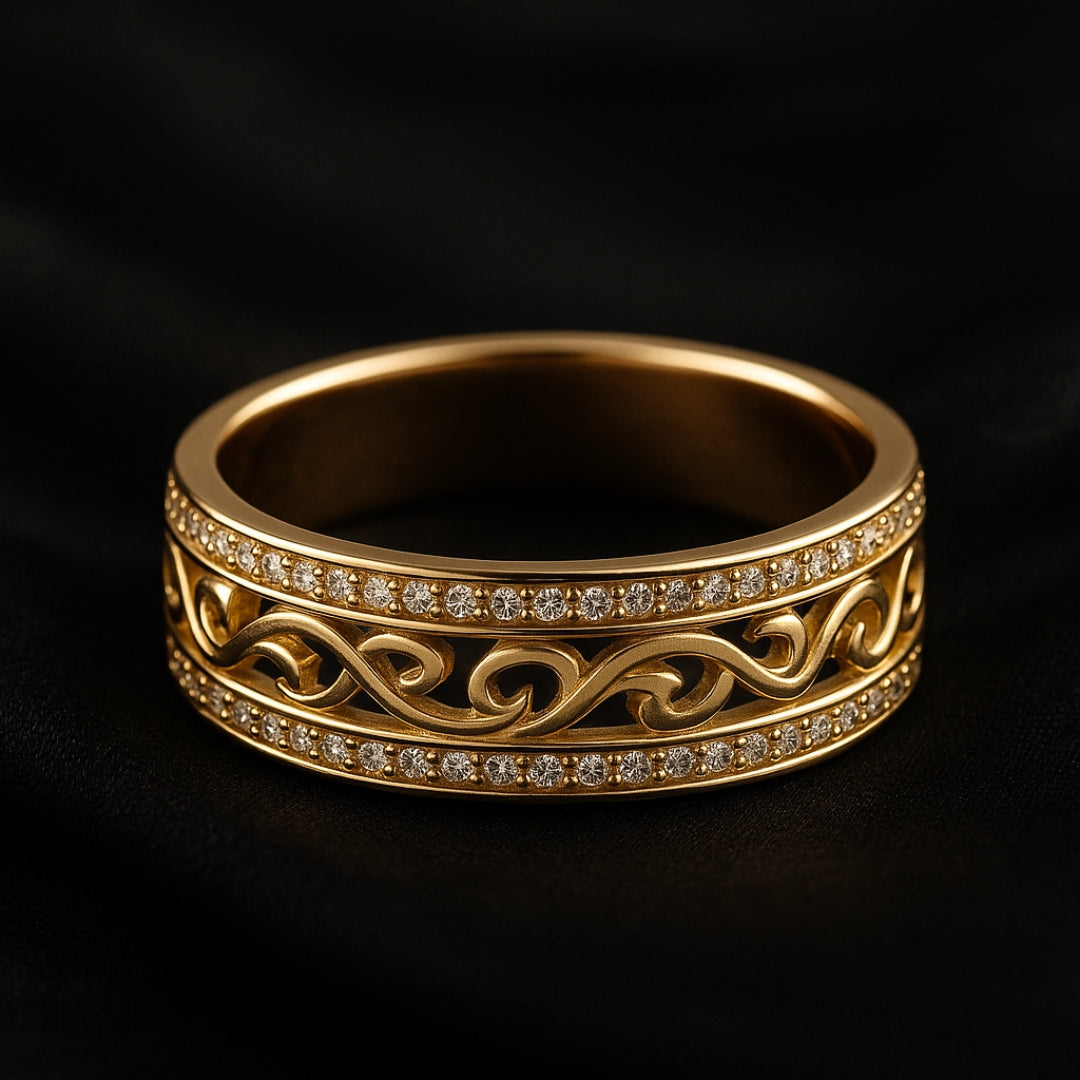 Jevy – Breiter goldener Ring mit Öffnungen
