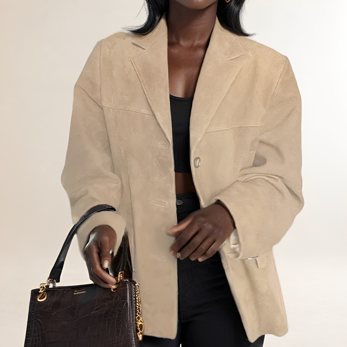 Damen Blazer Jacke Oversized mit Knopfverschluss und strukturierter Silhouette