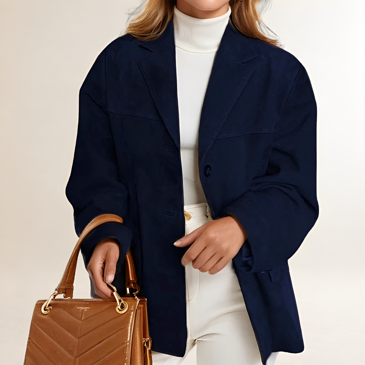 Damen Blazer Jacke Oversized mit Knopfverschluss und strukturierter Silhouette
