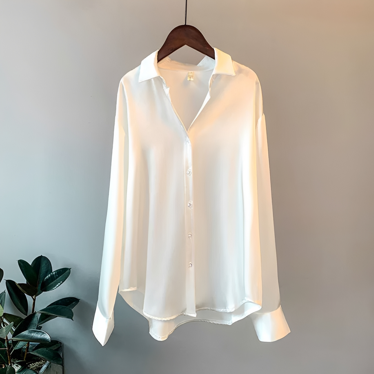 Damen Bluse Elegant mit Knopfleiste, langärmlig und klassischem Kragen