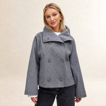Damen Doppelreihige Jacke mit weitem Revers und regulärem Schnitt