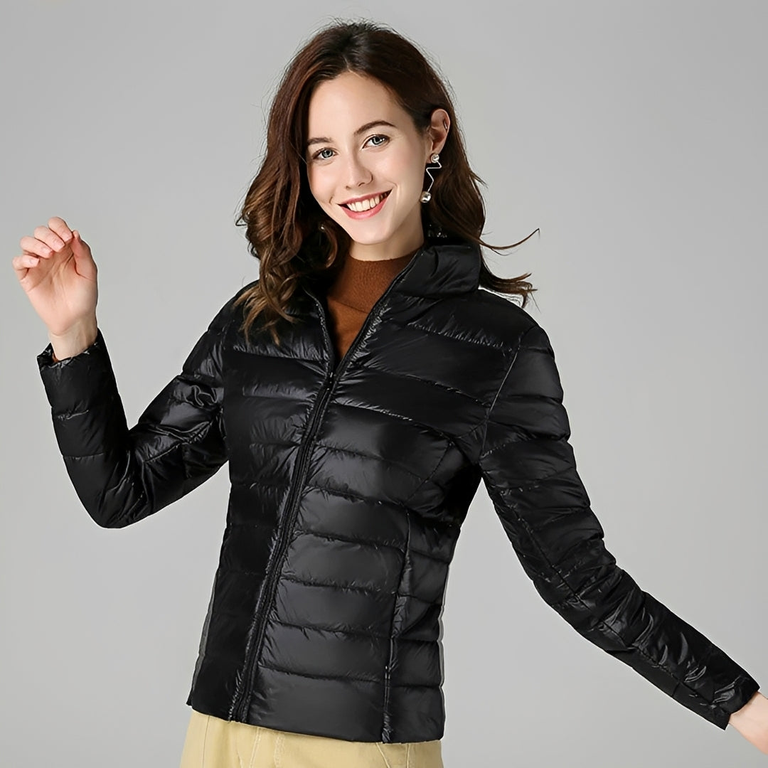 Damen leichte Jacke - Quilt-Design, Reißverschluss, Stehkragen, Figurbetonte Passform