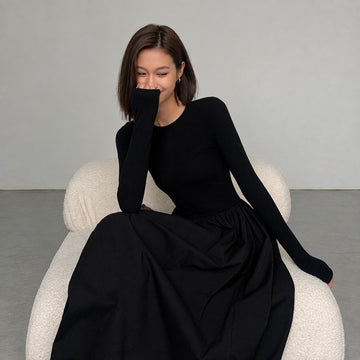Damen Maxikleid mit Langarm, Rundhals und Taschen - Regular Fit