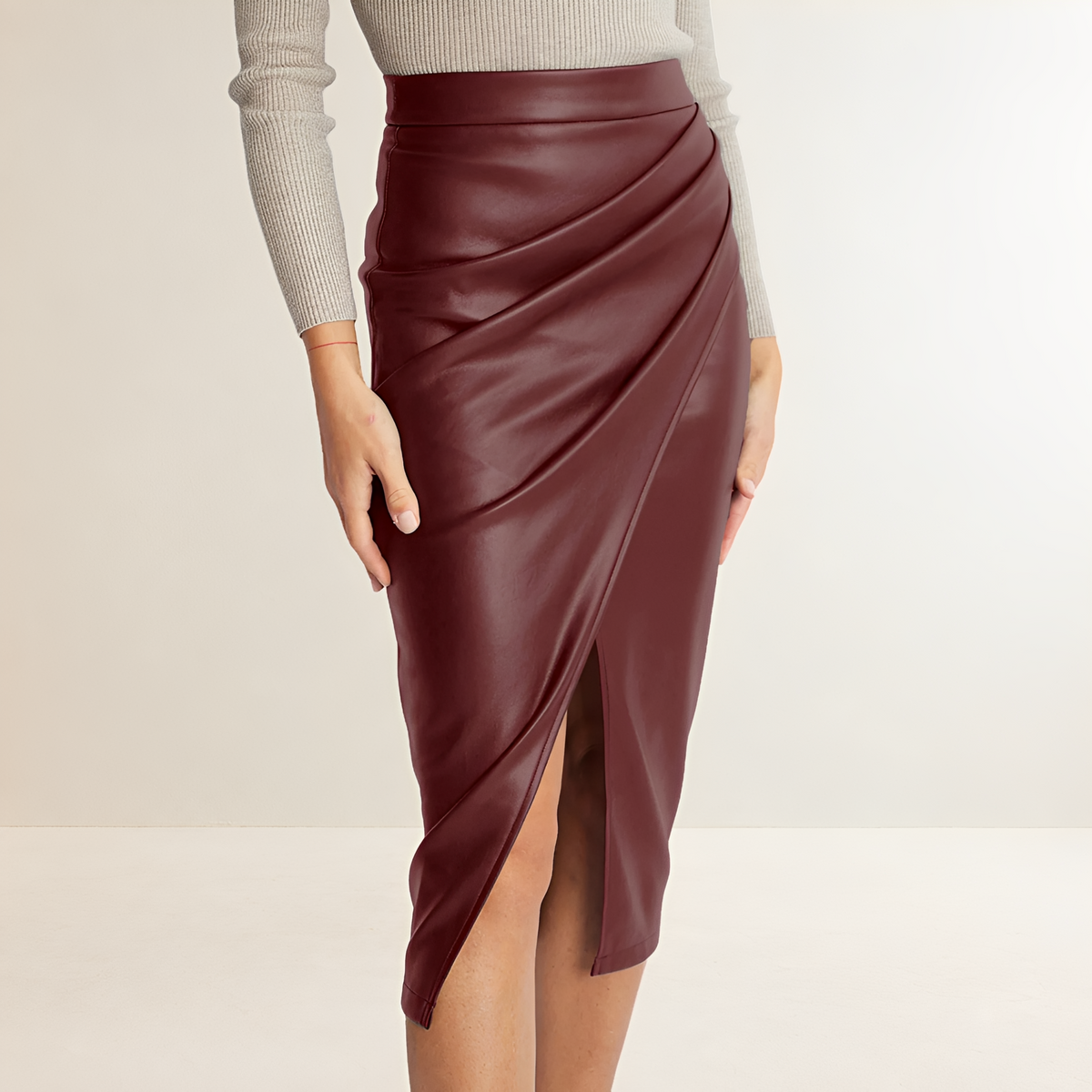 Damen Midirock Hoch tailliert Falten-Design - Regular Fit