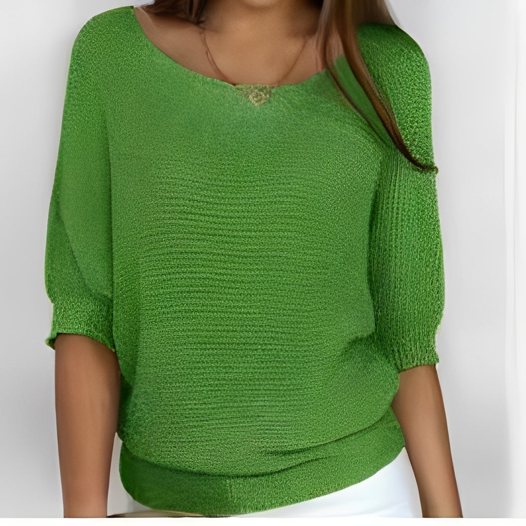 Damen Pullover Off-Shoulder mit 3/4-Ärmeln - Lockere Passform