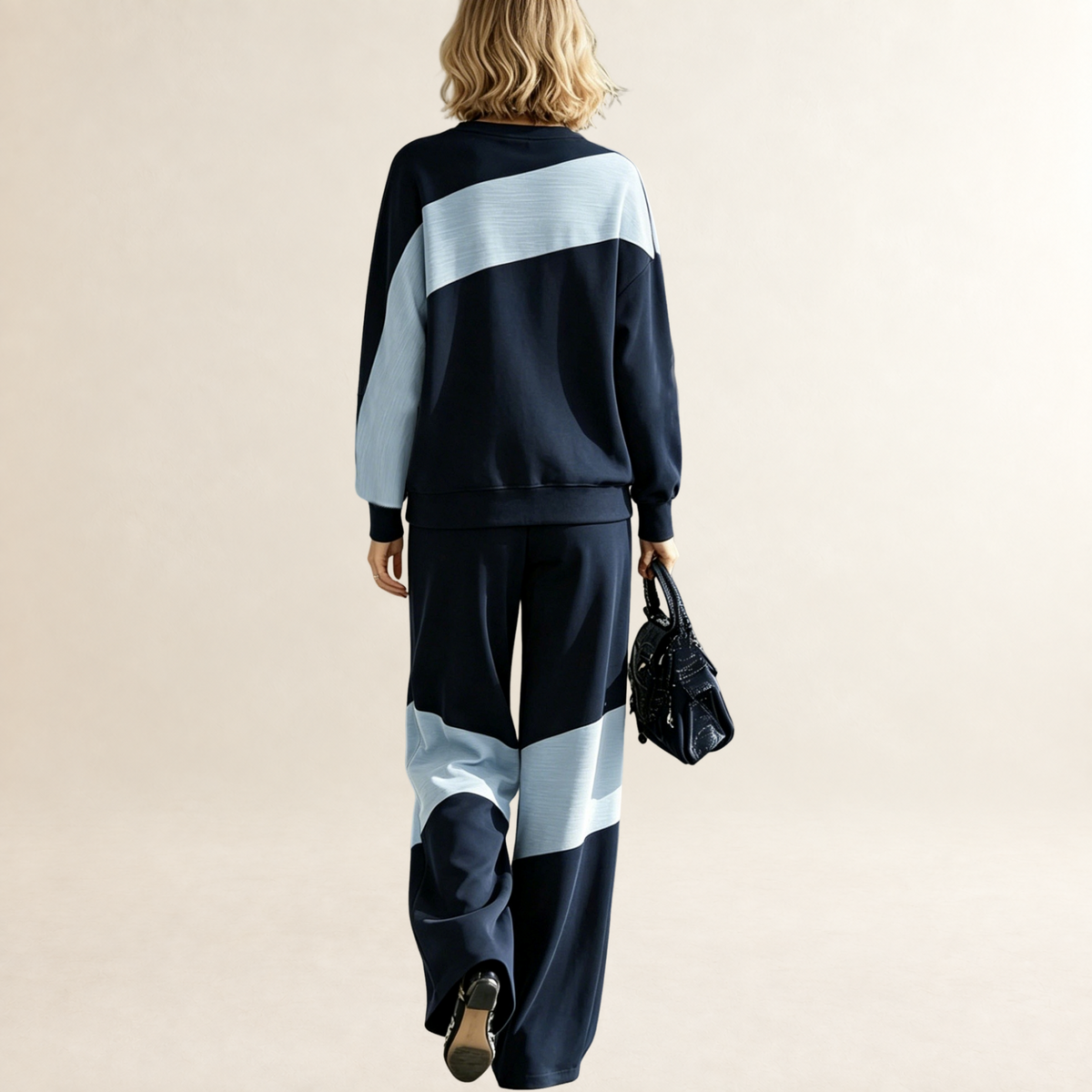 Damen Sport-Set Sweatshirt und Jogginghose Patchwork Relaxed Fit