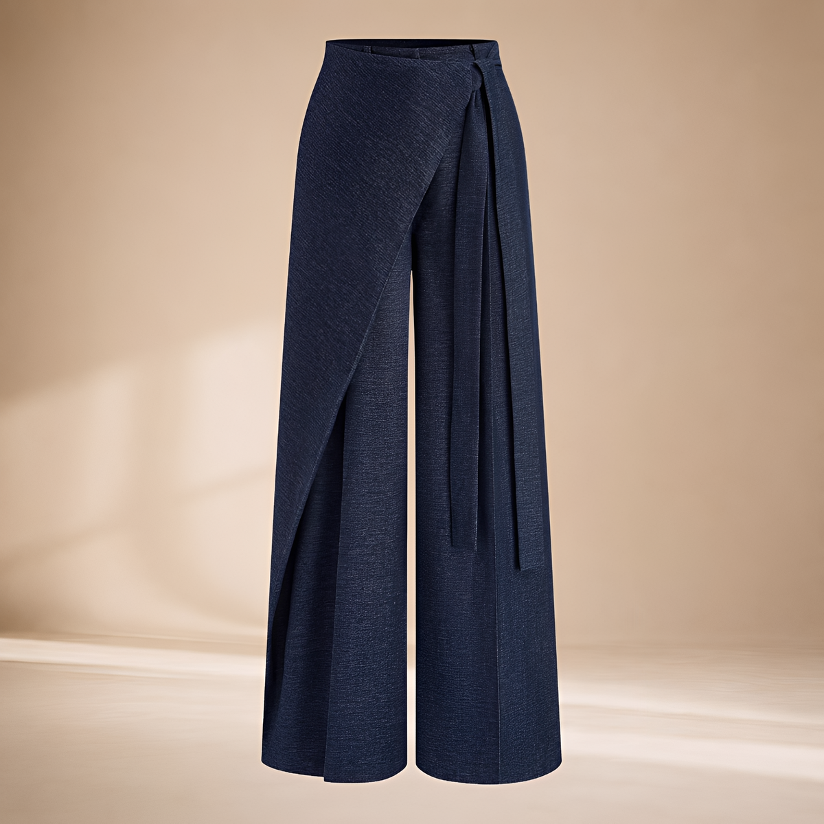 Damen Weite Hose mit asymmetrischem Wickeldesign, hoher Taille, Oversized Fit