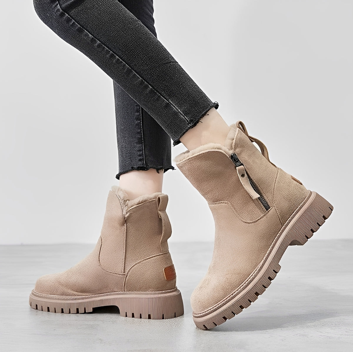 Damen Winterstiefel - Chunky Sohle, Warmfutter, Reißverschluss, Knöchelhoch